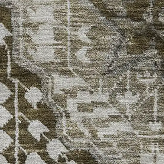 Khaki Ivory And Brown Diamond Washable Area Rug With UV Protection Photo 3