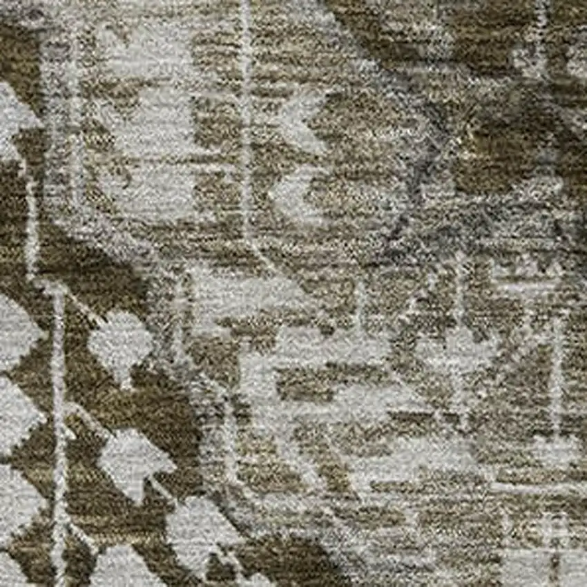 Khaki Ivory And Brown Diamond Washable Area Rug With UV Protection Photo 3