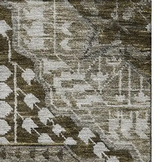Khaki Ivory And Brown Diamond Washable Area Rug With UV Protection Photo 4
