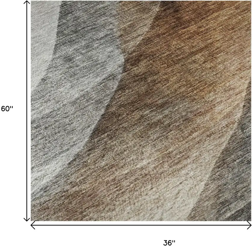 Khaki Ivory And Gray Abstract Washable Area Rug With UV Protection Photo 8