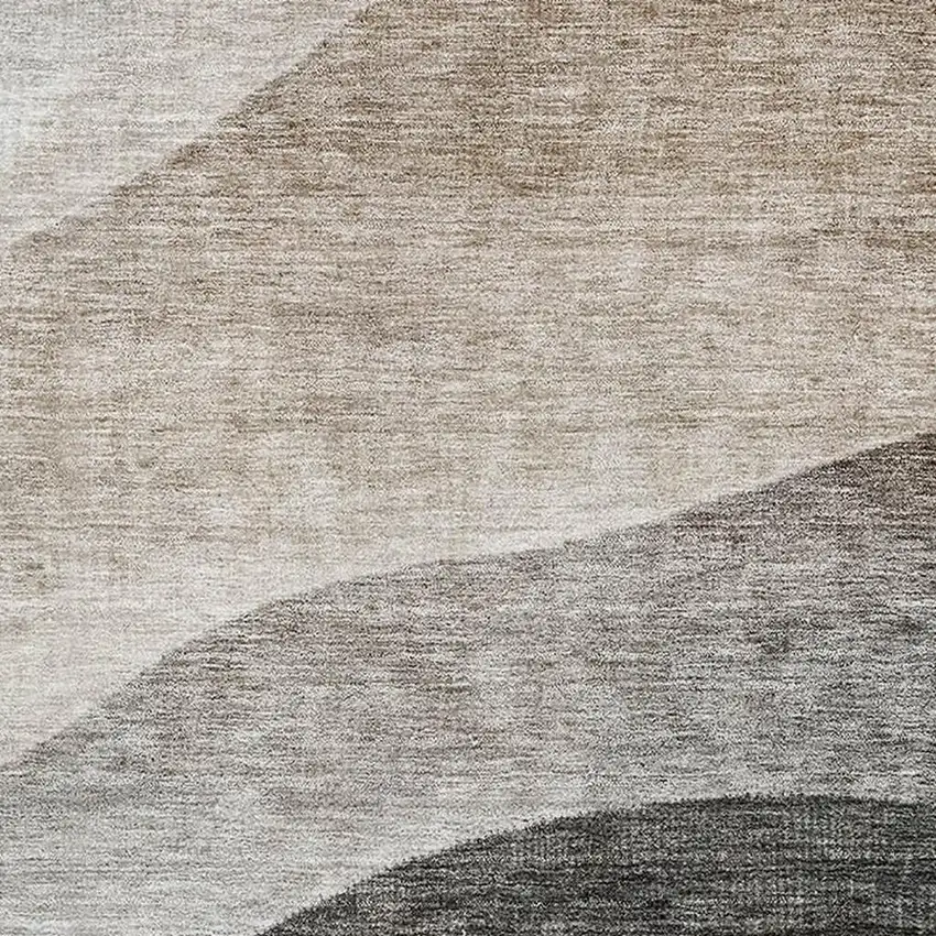 Khaki Ivory And Gray Abstract Washable Area Rug With UV Protection Photo 4