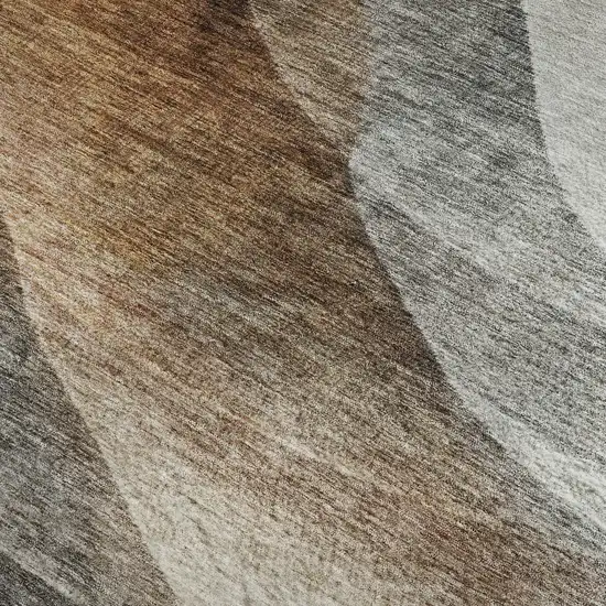 Khaki Ivory And Gray Abstract Washable Area Rug With UV Protection Photo 2
