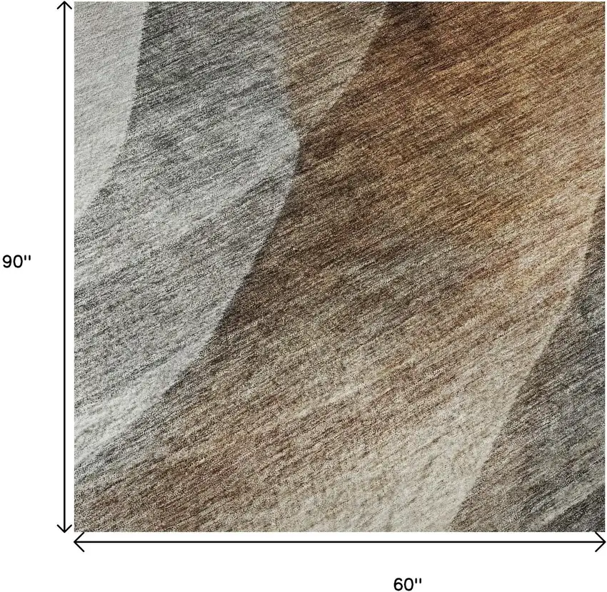 Khaki Ivory And Gray Abstract Washable Area Rug With UV Protection Photo 9