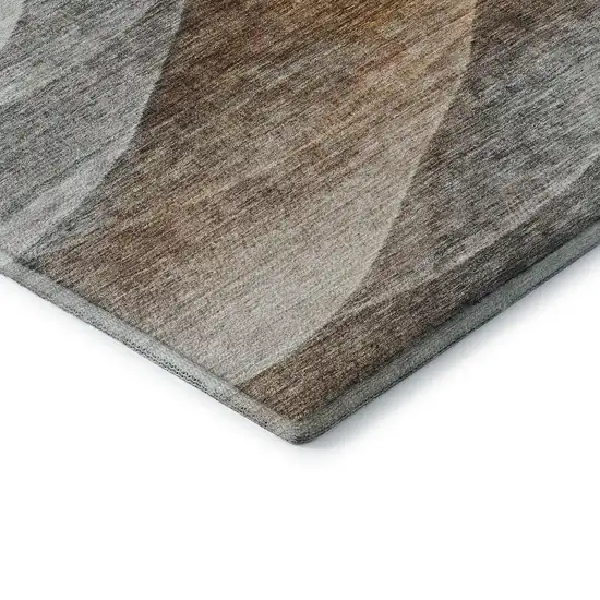 Khaki Ivory And Gray Abstract Washable Area Rug With UV Protection Photo 6