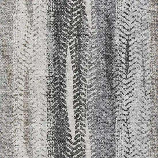 Khaki Ivory And Gray Botanical Leaves Washable Indoor Outdoor Area Rug Photo 4