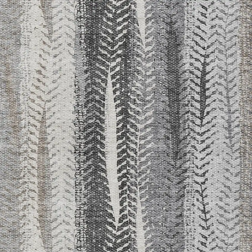 Khaki Ivory And Gray Botanical Leaves Washable Indoor Outdoor Area Rug Photo 4