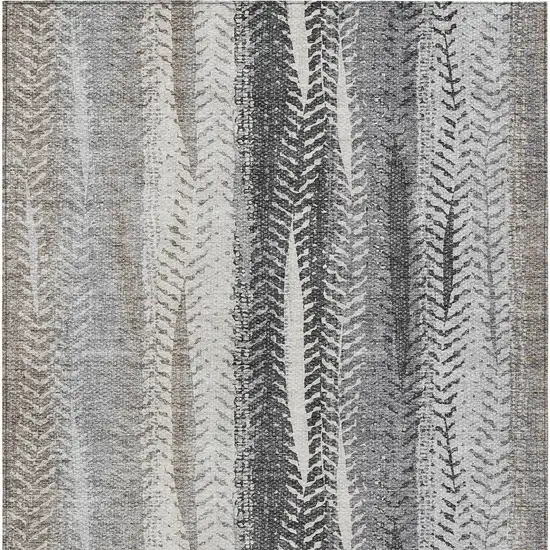 Khaki Ivory And Gray Botanical Leaves Washable Indoor Outdoor Area Rug Photo 6