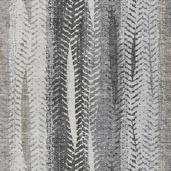 Khaki Ivory And Gray Botanical Leaves Washable Indoor Outdoor Area Rug Photo 5