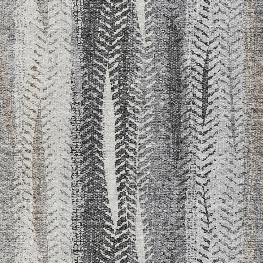 Khaki Ivory And Gray Botanical Leaves Washable Indoor Outdoor Area Rug Photo 5