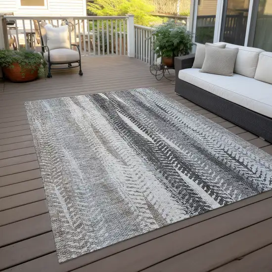 Khaki Ivory And Gray Botanical Leaves Washable Indoor Outdoor Area Rug Photo 7