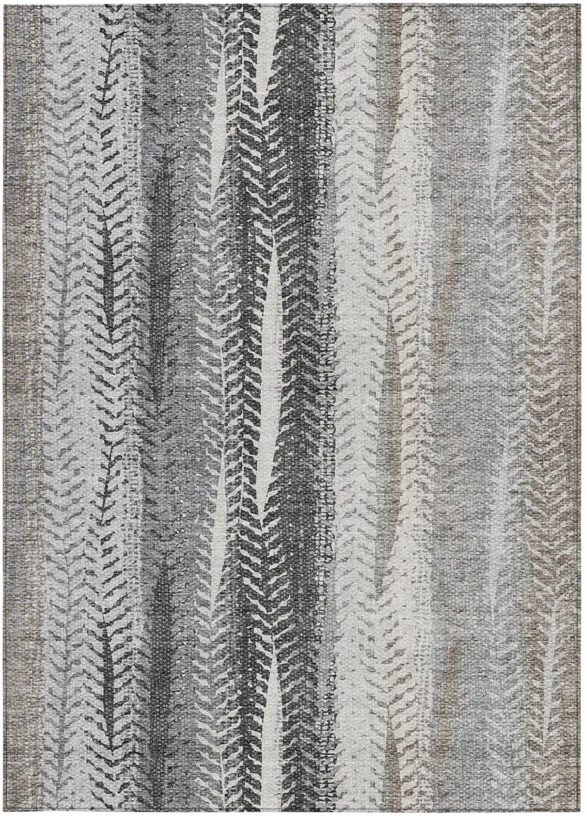 Khaki Ivory And Gray Botanical Leaves Washable Indoor Outdoor Area Rug Photo 5