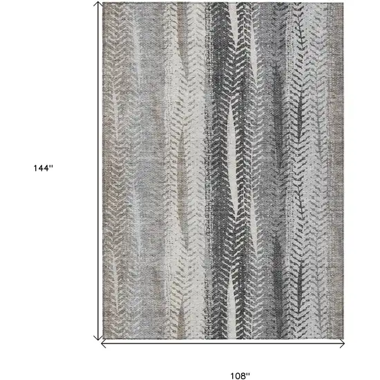Khaki Ivory And Gray Botanical Leaves Washable Indoor Outdoor Area Rug Photo 3