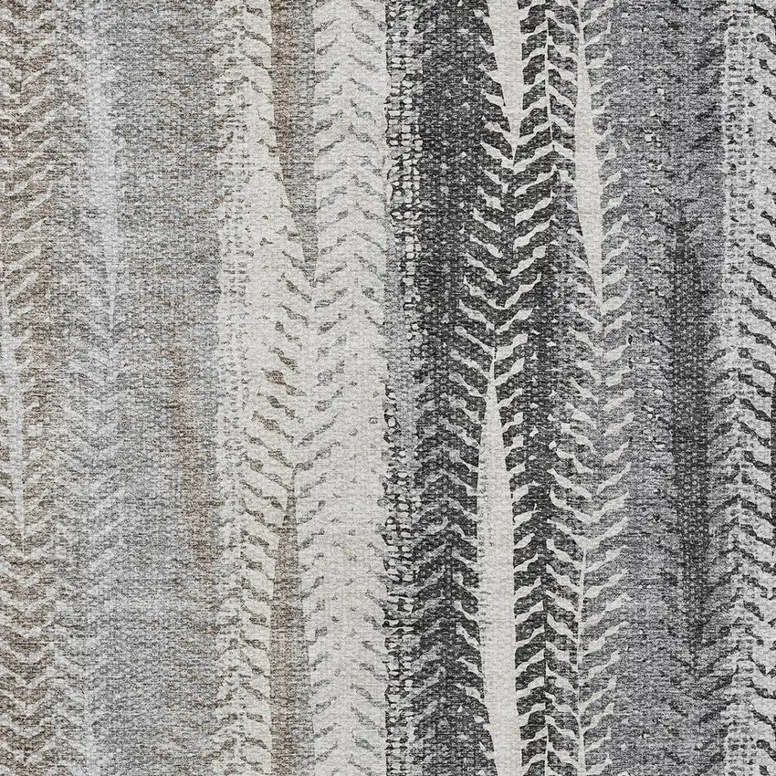 Khaki Ivory And Gray Botanical Leaves Washable Indoor Outdoor Area Rug Photo 5