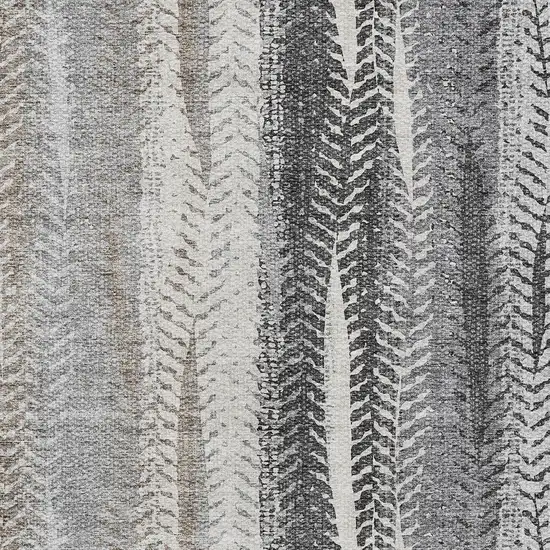 Khaki Ivory And Gray Botanical Leaves Washable Indoor Outdoor Area Rug Photo 5