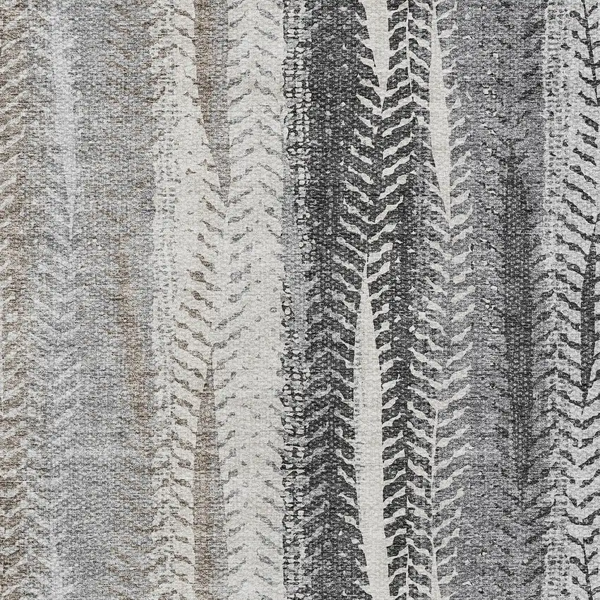 Khaki Ivory And Gray Botanical Leaves Washable Indoor Outdoor Area Rug Photo 5