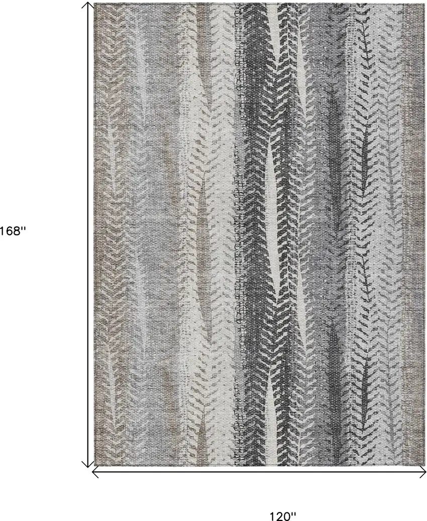 Khaki Ivory And Gray Botanical Leaves Washable Indoor Outdoor Area Rug Photo 3