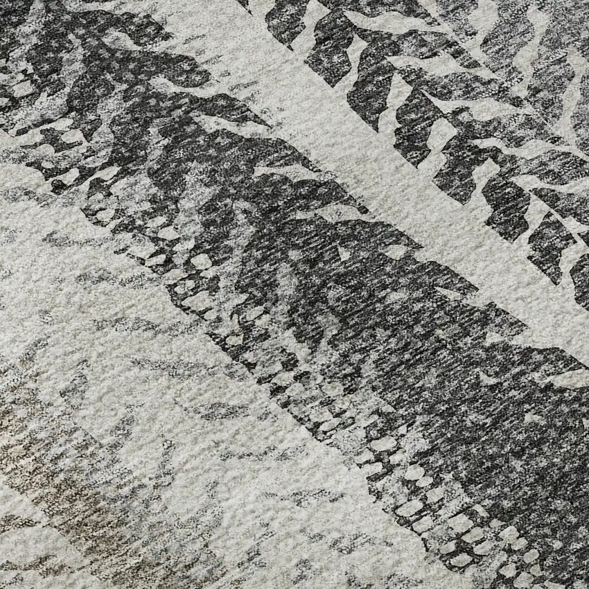 Khaki Ivory And Gray Striped Washable Area Rug With UV Protection Photo 9