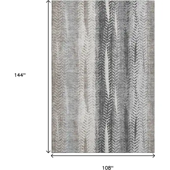 Khaki Ivory And Gray Striped Washable Area Rug With UV Protection Photo 3