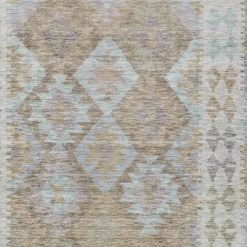 Khaki Ivory And Gray Tribal Washable Indoor Outdoor Area Rug Photo 3