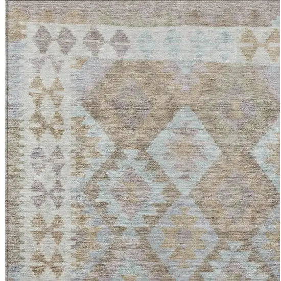Khaki Ivory And Gray Tribal Washable Indoor Outdoor Area Rug Photo 3