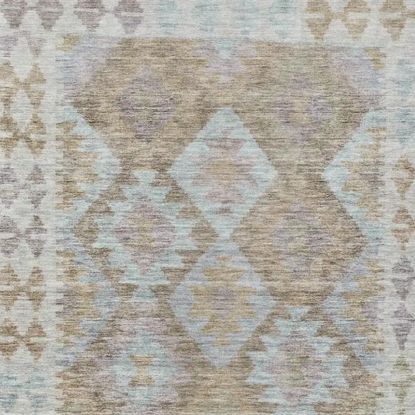 Khaki Ivory And Gray Tribal Washable Indoor Outdoor Area Rug Photo 3