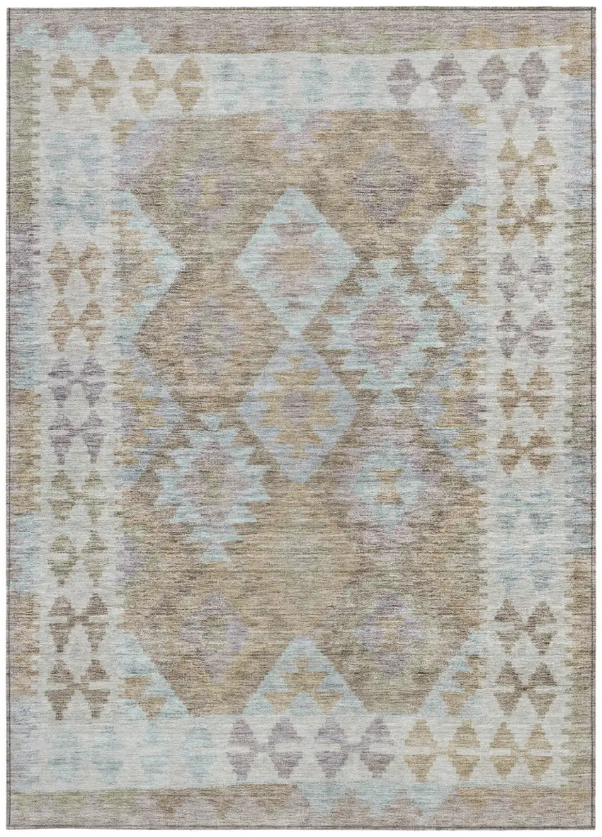 Khaki Ivory And Gray Tribal Washable Indoor Outdoor Area Rug Photo 4