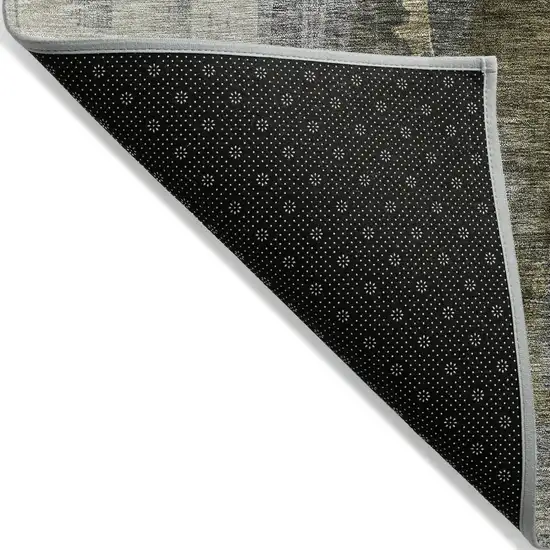 Khaki Light Green And Black Abstract Washable Indoor Outdoor Area Rug Photo 3