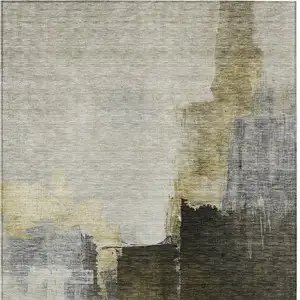 Photo of Khaki Light Green And Black Abstract Washable Indoor Outdoor Area Rug