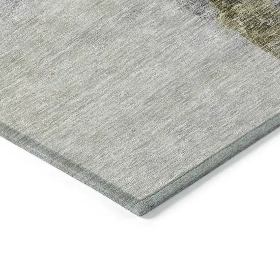 Khaki Light Green And Black Abstract Washable Indoor Outdoor Area Rug Photo 4