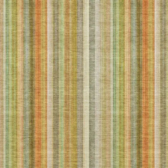 Khaki Orange And Beige Striped Washable Area Rug With UV Protection Photo 3