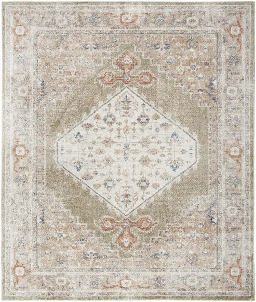 Khaki Oriental Power Loom Distressed Washable Area Rug Photo 1
