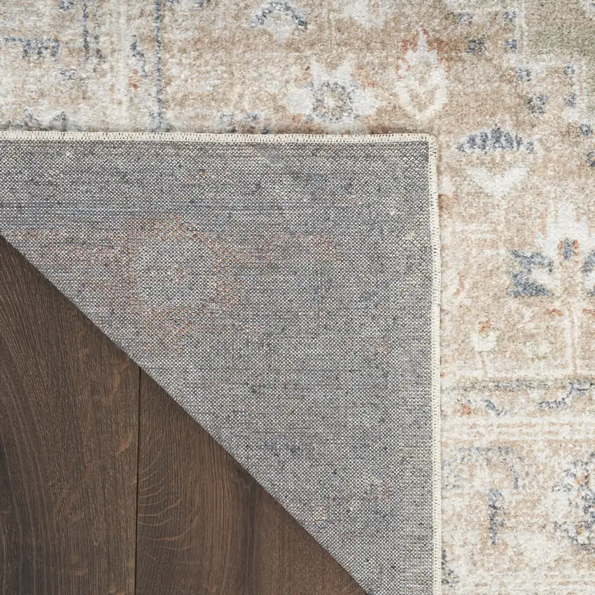 Khaki Oriental Power Loom Distressed Washable Area Rug Photo 9