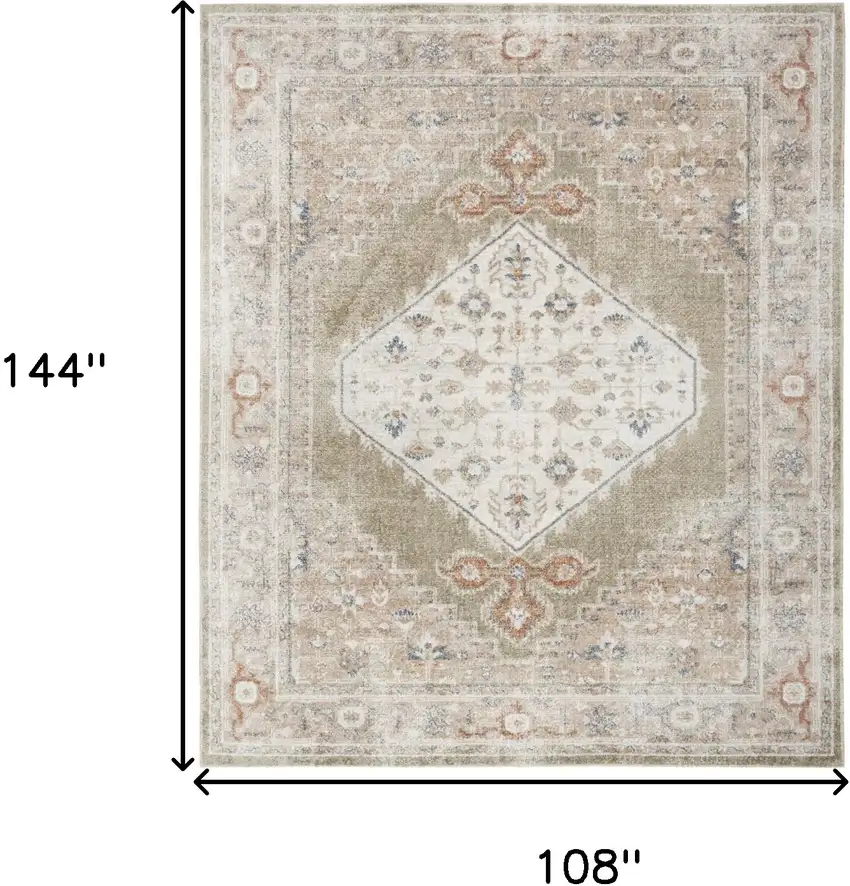 Khaki Oriental Power Loom Distressed Washable Area Rug Photo 8