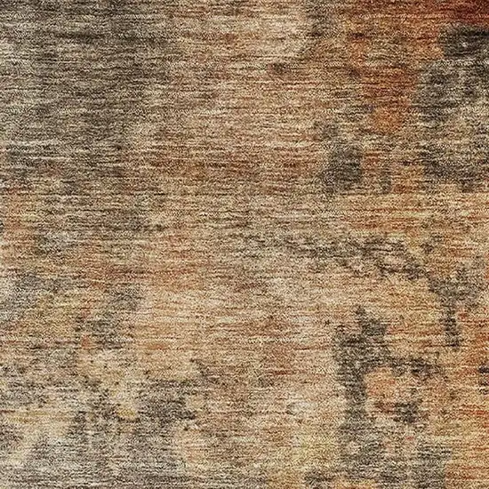 Khaki Red And Charcoal Abstract Washable Area Rug With UV Protection Photo 3