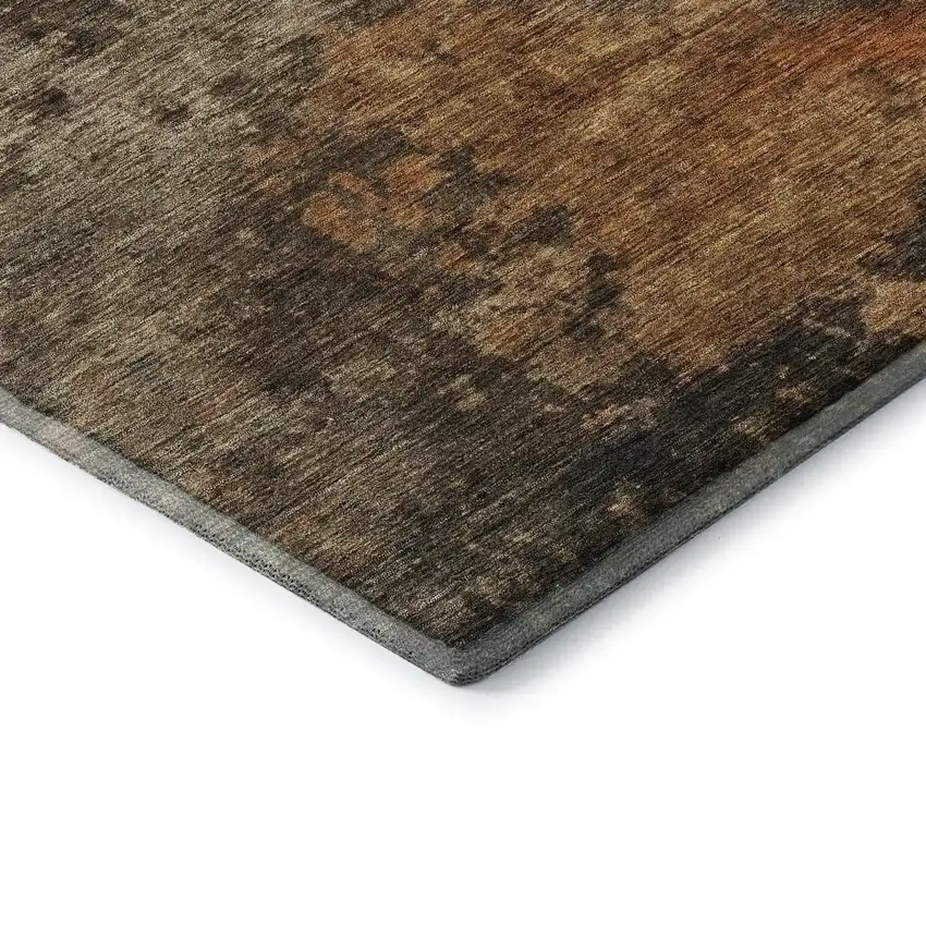 Khaki Red And Charcoal Abstract Washable Area Rug With UV Protection Photo 5