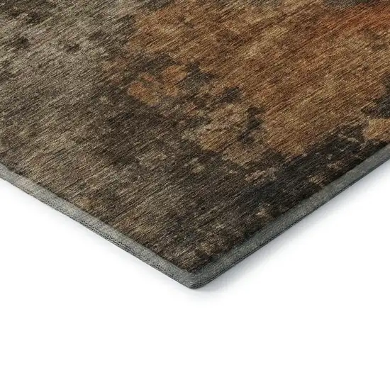Khaki Red And Charcoal Abstract Washable Area Rug With UV Protection Photo 5