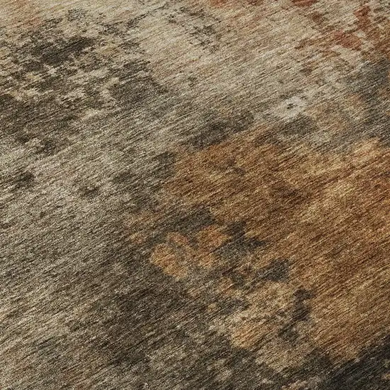 Khaki Red And Charcoal Abstract Washable Area Rug With UV Protection Photo 7