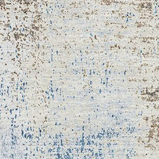 Khaki Silver And Blue Abstract Washable Area Rug With UV Protection Photo 2