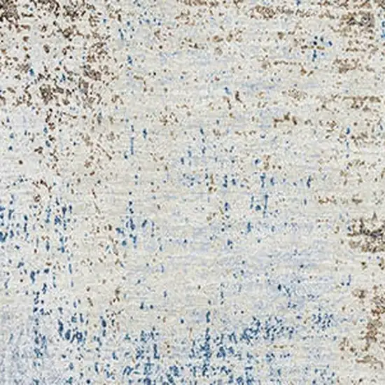 Khaki Silver And Blue Abstract Washable Area Rug With UV Protection Photo 2