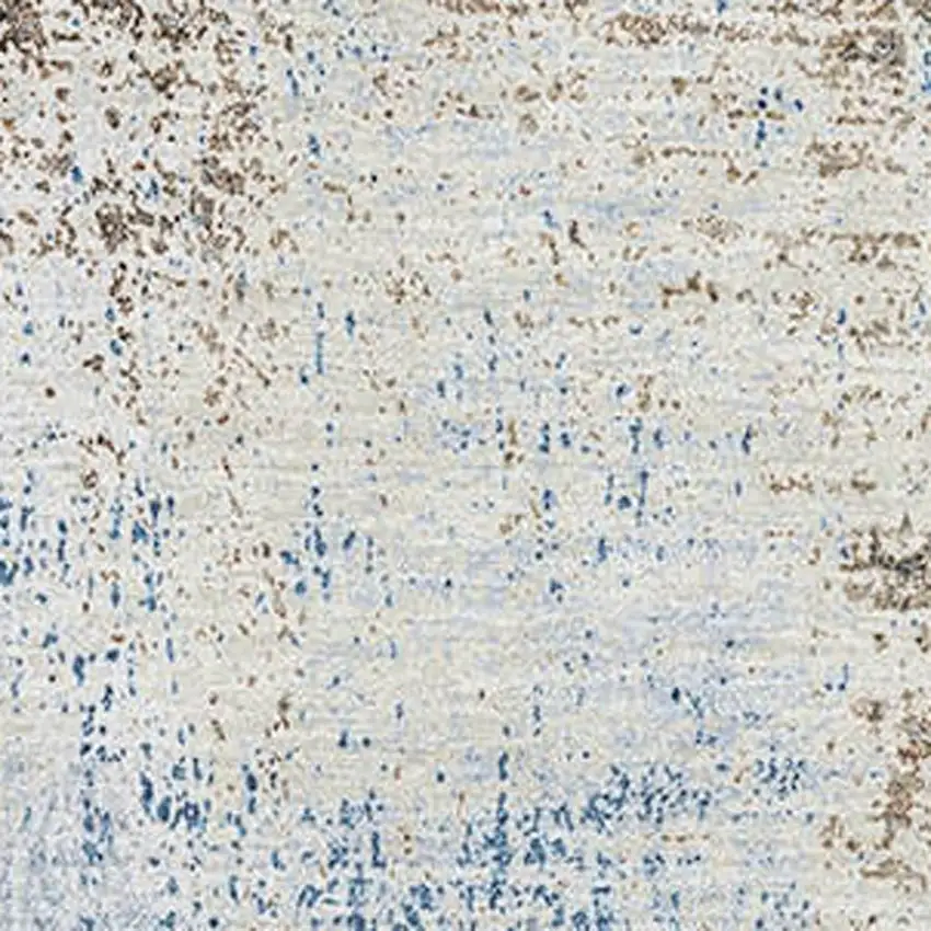 Khaki Silver And Blue Abstract Washable Area Rug With UV Protection Photo 2