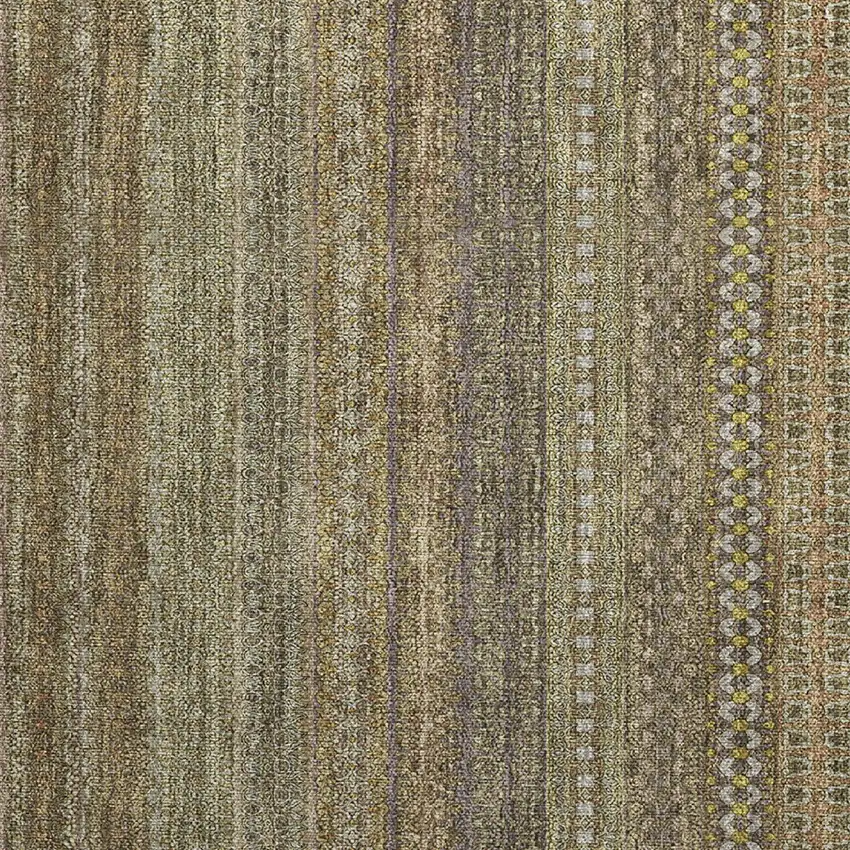 Khaki Striped Washable Non Skid Indoor Outdoor Area Rug Photo 7