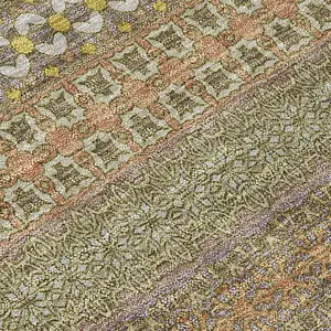 Photo of Khaki Striped Washable Non Skid Indoor Outdoor Area Rug