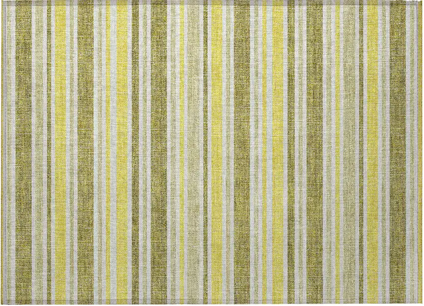 Khaki Yellow and Gray Striped Washable Non Skid Indoor Outdoor Area Rug Photo 5