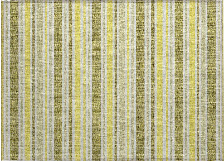 Khaki Striped Washable Non Skid Indoor Outdoor Area Rug Photo 2