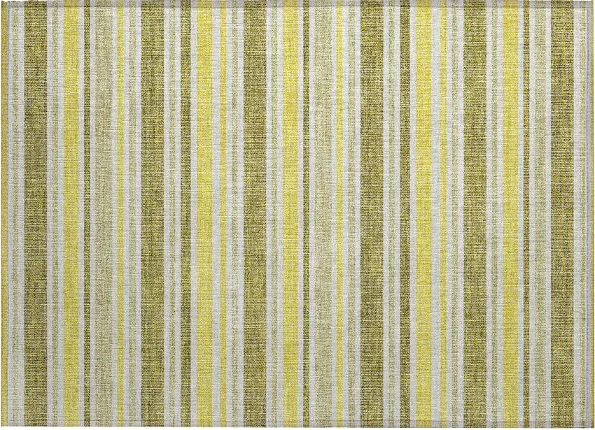 Khaki Striped Washable Non Skid Indoor Outdoor Area Rug Photo 2