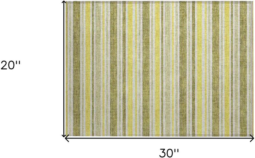 Khaki Yellow and Gray Striped Washable Non Skid Indoor Outdoor Area Rug Photo 3