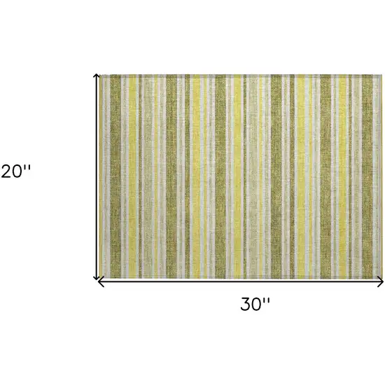 Khaki Yellow and Gray Striped Washable Non Skid Indoor Outdoor Area Rug Photo 3