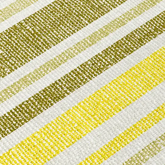 Khaki Yellow and Gray Striped Washable Non Skid Indoor Outdoor Area Rug Photo 4