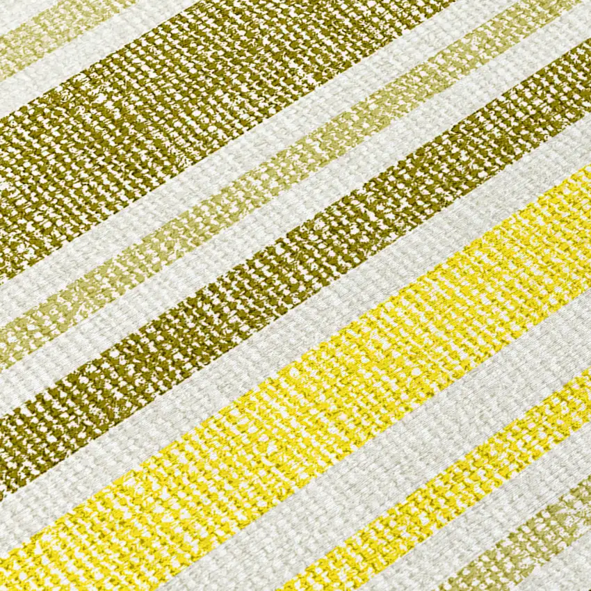 Khaki Yellow and Gray Striped Washable Non Skid Indoor Outdoor Area Rug Photo 4