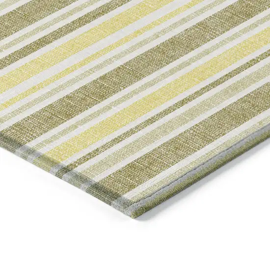 Khaki Yellow and Gray Striped Washable Non Skid Indoor Outdoor Area Rug Photo 3